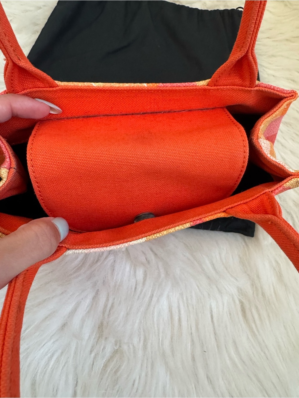 Missoni Orange Pink Geometric Canvas Mini Bag - Picture 6 of 8